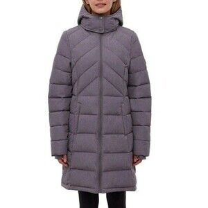 Bench. Women's Long Puffer Jacket Hooded Gray Medium NWT